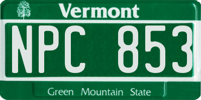 VT license plate NPC853