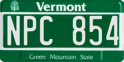 VT license plate NPC854