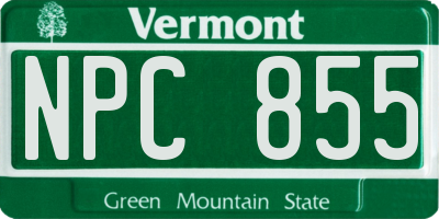 VT license plate NPC855
