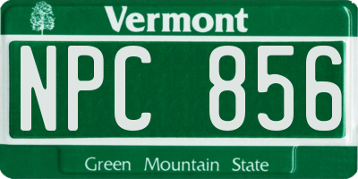 VT license plate NPC856