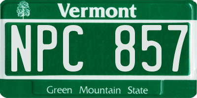 VT license plate NPC857