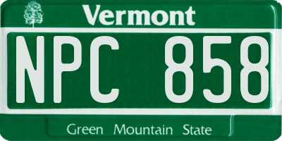 VT license plate NPC858