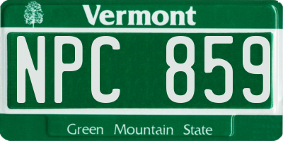 VT license plate NPC859