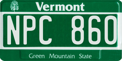 VT license plate NPC860