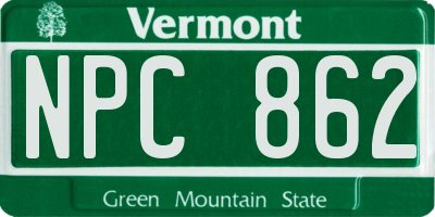 VT license plate NPC862