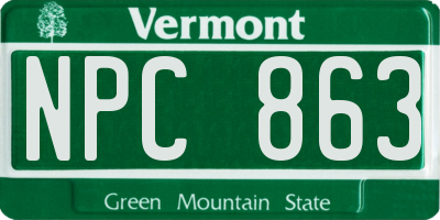 VT license plate NPC863