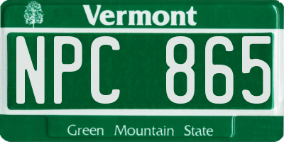 VT license plate NPC865