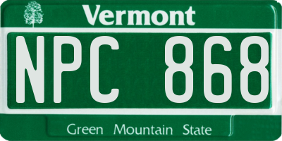 VT license plate NPC868