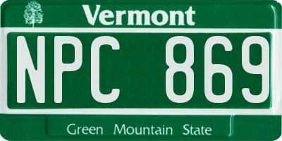 VT license plate NPC869