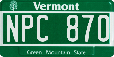 VT license plate NPC870