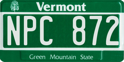 VT license plate NPC872