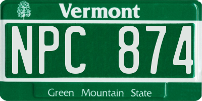 VT license plate NPC874