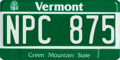 VT license plate NPC875