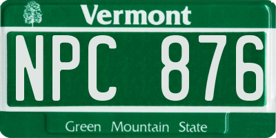VT license plate NPC876