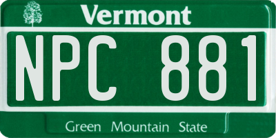 VT license plate NPC881