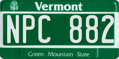 VT license plate NPC882