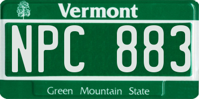 VT license plate NPC883