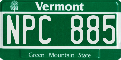 VT license plate NPC885