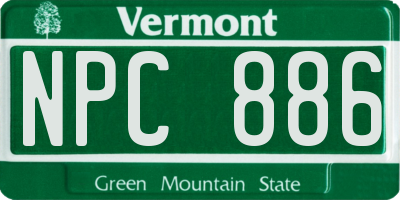 VT license plate NPC886