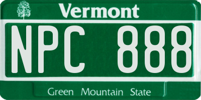 VT license plate NPC888