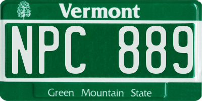 VT license plate NPC889