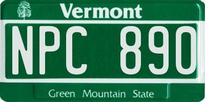 VT license plate NPC890