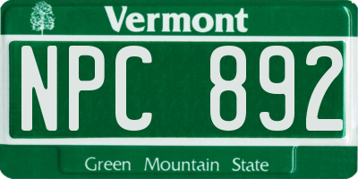 VT license plate NPC892