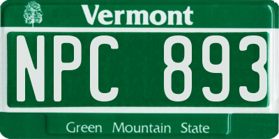 VT license plate NPC893
