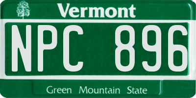 VT license plate NPC896