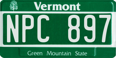 VT license plate NPC897