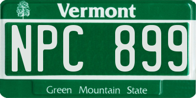 VT license plate NPC899