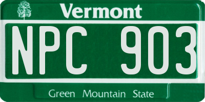 VT license plate NPC903