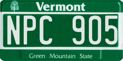 VT license plate NPC905