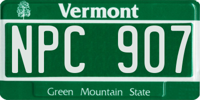 VT license plate NPC907