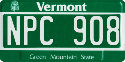 VT license plate NPC908