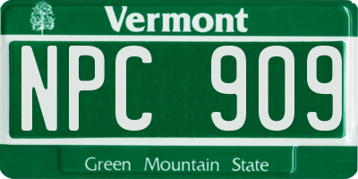 VT license plate NPC909