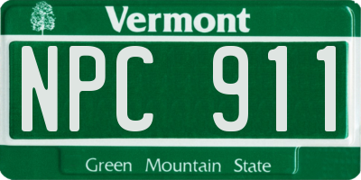VT license plate NPC911