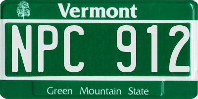VT license plate NPC912