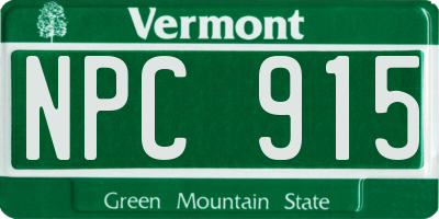 VT license plate NPC915