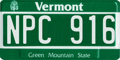 VT license plate NPC916