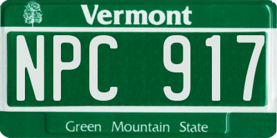 VT license plate NPC917