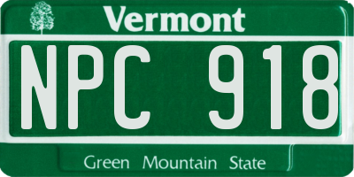 VT license plate NPC918