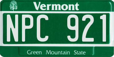 VT license plate NPC921