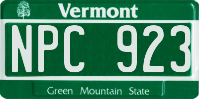 VT license plate NPC923