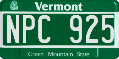 VT license plate NPC925