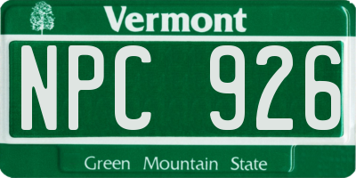 VT license plate NPC926