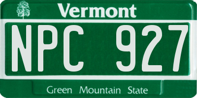 VT license plate NPC927