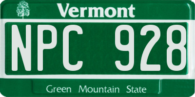 VT license plate NPC928