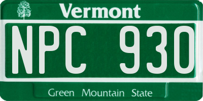 VT license plate NPC930