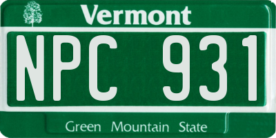 VT license plate NPC931